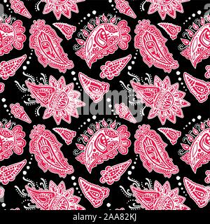 Paisley coloré motif floral background vector,ethnique,traditionnelle,impression transparente. Illustration de Vecteur