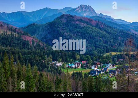 Zakopane Pologne à la tombée de la Banque D'Images