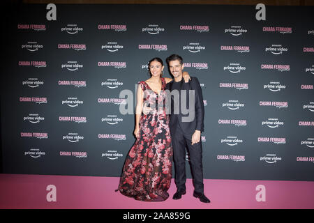 L'Italie, l'Italie. 19 Nov, 2019. Massimiliano Varrese et Valentina Melis marcher le 'tapis rose pour la première du Chiara Ferragni document 'Chiara Ferragni' animée d'écriteaux en Auditorium della Conciliazione à Rome (Photo de Paolo Pizzi/Pacific Press) Credit : Pacific Press Agency/Alamy Live News Banque D'Images