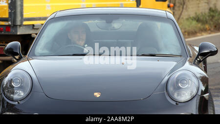 Tottenham Hotspurs' Christian Eriksen arrive à Hotspur façon Terrain d'entraînement, Enfield. Banque D'Images