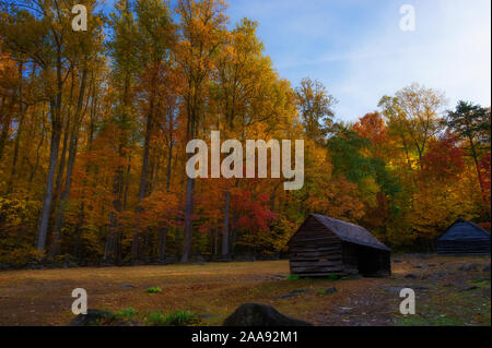 Moteur de Roaring Fork Trail situé dans les Smoky Mountains est de cinq milles de long de la route à une seule voie. Cabines, des ruisseaux et de vastes paysages remplis d'automne Banque D'Images