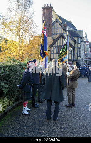 Au service du personnel de la RAF, avec l'infanterie et militaires retraités vue ici au Château de Shrewsbury sur Dimanche du souvenir 10-11-2019. Banque D'Images