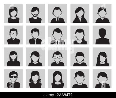 Paquet de gens d'affaires silhouette caractère avatar Illustration de Vecteur