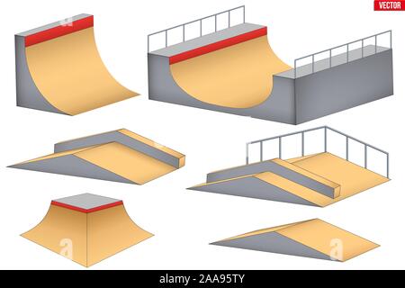 Skatepark des éléments isolés Illustration de Vecteur
