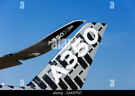 Airbus A350-900 XWB Vue de la queue et des ailes sharklet. La Russie, dans la région de Moscou Zhukovsky, Ramenskoe. Aviasalon MAKS 2019. 29 août 2019 Banque D'Images