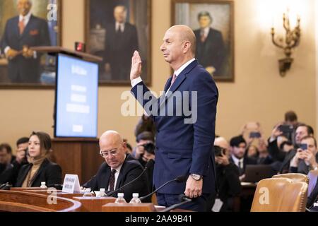 Washington, DC, USA. 20 Nov, 2019. 20 novembre 2019 - Washington, DC, United States : GORDON SONDLAND, Ambassadeur des États-Unis à l'Union européenne, à l'ouverture des audiences sur la destitution du président Donald Trump de la Chambre, Comité du renseignement. Crédit : Michael Brochstein/ZUMA/Alamy Fil Live News Banque D'Images