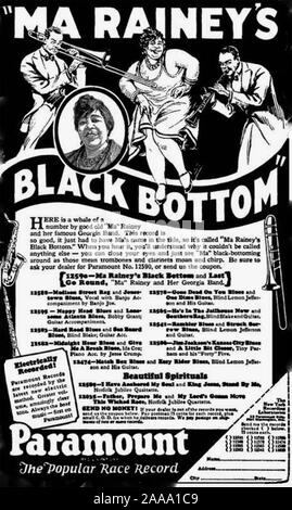 GERTRUDE ma RAINEY (1886-1939) chanteur américain de blues dans un Paramount Publicité Race Records en 1928 Banque D'Images