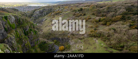 Photo panoramique de Cheddar Gorge dans le Somerset. Banque D'Images