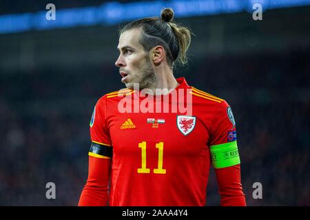 Gareth Bale de Galles au cours de l'UEFA Euro 2020 match de qualification entre le Pays de Galle et la Hongrie, novembre 2019. Banque D'Images