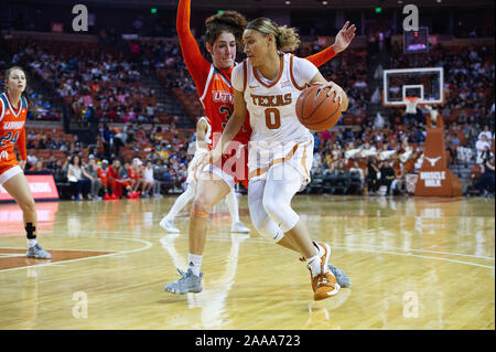 20 novembre 2019 : Texas longhorns Celeste Taylor # 0 en action au cours de la Basket-ball match contre le UTRGV au Frank Erwin Center à Austin, TX. Mario Cantu/CSM Banque D'Images