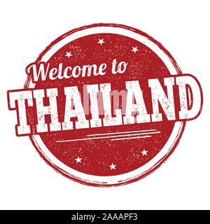 Bienvenue à la Thaïlande signer ou apposer sur fond blanc, vector illustration Illustration de Vecteur