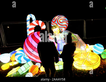 Manchester, UK. 20 novembre, 2019. Lightopia, un tout nouveau spectacle visuellement étonnant et lanterne lumière festival. Les dignitaires chinois et conseillers Manchester enfoncé les boutons pour allumer les lumières et l'ouverture officielle de l'attraction qui est eu lieu dans le plus grand parc municipal, Heaton Park, Manchester, Lancashire, Royaume-Uni. Crédit : Barbara Cook/Alamy Live News Banque D'Images