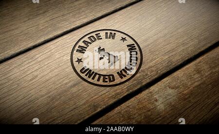 Fabriqué en bois de gravure au Royaume-Uni. Tampon en relief. Banque D'Images