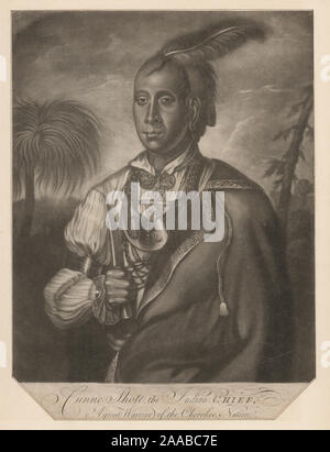 Printmakers : James Charles Lefrançois, John Benson Lossing et Charles Spooner. Dessinateurs : David McNeely Stauffer. Titre du calendrier de collecte d'Emmet. Citation/référence : EM81 Cunne Shote ;, le chef indien, un grand guerrier de la Nation Cherokee. Banque D'Images