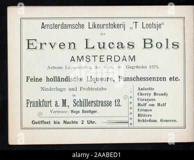 PAGE 15 livret, rempli avec des publicités ; TOUS EN ALLEMAND ; MENU DANS LE CENTRE avec une page séparée pour les vins et liqueurs ; ; MENU DU JOUR [détenus par] CAFE' IMPERIAL [at] FRANCFORT, ALLEMAGNE - Kaiserstrasse 13 (café) Banque D'Images