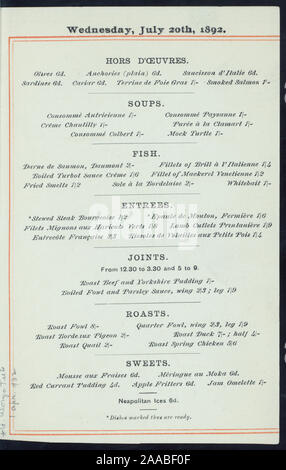 L'ILLUSTRE THÉÂTRE ROYAL DE L'INTÉRIEUR ADELPLHI ; DIMENSIONS DES BÂTIMENTS SUR LE BRIN AVEC DES NUMÉROS 436 ET 409-10 identifiés ; JOURNÉE DE SÉPARÉS DE MENU ARTICLES STANDARD ; MENU DU JOUR [lieu] par GATTI'S RESTAURANT ADELPHI [à] l'ADELPHI THEATRE RESTAURANT, (Londres, Angleterre) (AUTRE) Banque D'Images