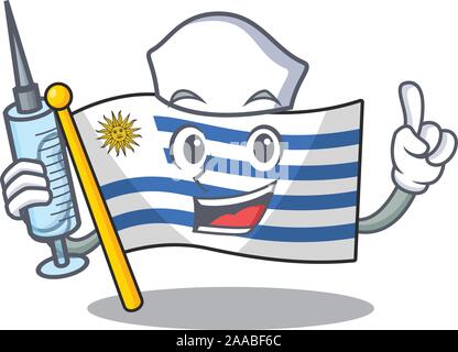 Caricature d'un drapeau uruguay isolé en infirmière de caractères Illustration de Vecteur