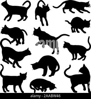 Silhouette de chat Animaux Set Illustration de Vecteur
