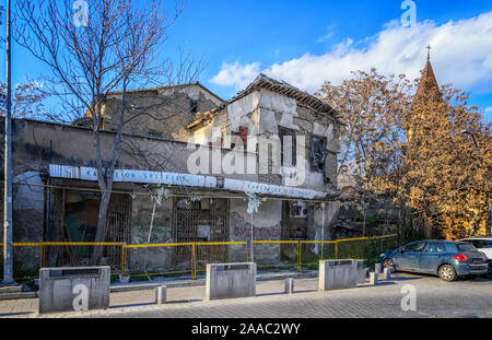 Zone tampon (ligne verte) à Chypre à Nicosie. Banque D'Images