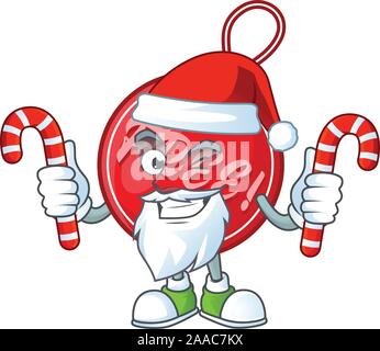 Tag gratuit Noël isolé avec mascot santa mettre candy Illustration de Vecteur