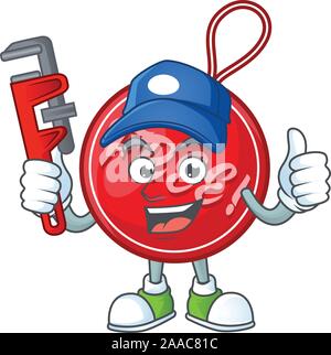 Tag gratuit Noël isolé avec mascot plombier Illustration de Vecteur