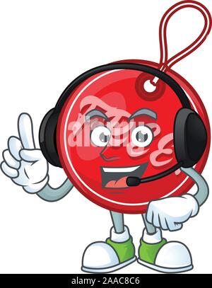 Tag gratuit Noël isolé avec mascot avec casque Illustration de Vecteur