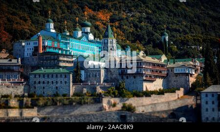 Monastère de Agios Panteleimonos sur Athos Banque D'Images