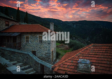 Tôt le matin sur Athos Banque D'Images