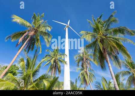 Wind turbine entourée de palmiers, la Thaïlande Banque D'Images