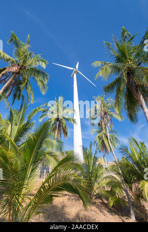 Wind turbine entourée de palmiers, la Thaïlande Banque D'Images