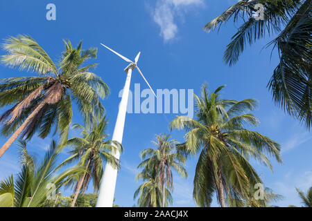 Wind turbine entourée de palmiers, la Thaïlande Banque D'Images