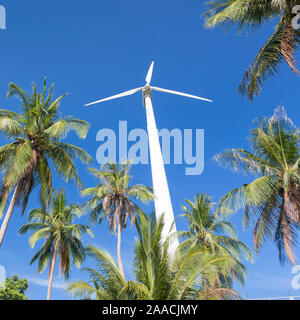 Wind turbine entourée de palmiers, la Thaïlande Banque D'Images