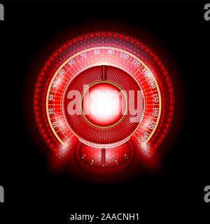 Résumé ronde voiture rouge brillant avec tachymètre indicateurs flèche Illustration de Vecteur