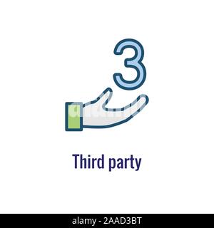 L'icône de la logistique avec la main et le nombre trois Illustration de Vecteur