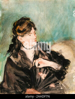 Edouard Manet, Portrait de Berthe Morisot à l'éventail, de l'aquarelle, 1874 Banque D'Images