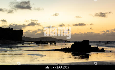Coucher du soleil sur la plage à Icapui Brésil Banque D'Images