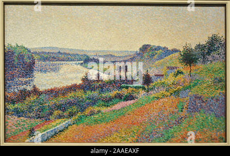 'La seine à Herblay' Peinture de Maximilien Luce ( musée d'Orsay, France) Banque D'Images