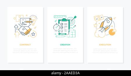 Les processus d'affaires - ligne style design banners set Illustration de Vecteur