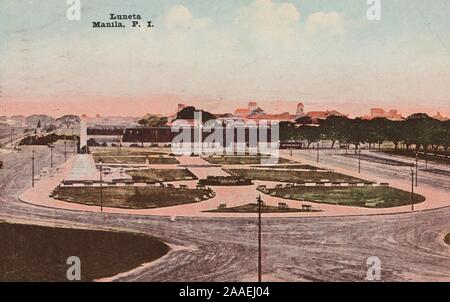 Carte postale illustrée de Luneta Park, également connu sous le nom du Parc Rizal, Manille, l'île de Luzon, aux Philippines, publié par caméra Supply Co, 1921. À partir de la Bibliothèque publique de New York. () Banque D'Images