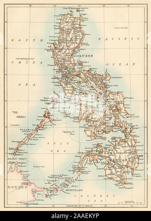 La carte des îles Philippines, 1870. Lithographie couleur Banque D'Images