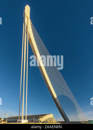 El Pont de l'Assut de l'or à la Cité des Arts et des Sciences en début de matinée, conçu par Calatrava, Valencia, Espagne Banque D'Images