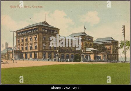 Carte postale illustrée de la pelouse en face de la Galle Face Hotel de Colombo, Sri Lanka (anciennement Ceylan), publié par A.W.A. Plaque et Co, 1912. À partir de la Bibliothèque publique de New York. () Banque D'Images