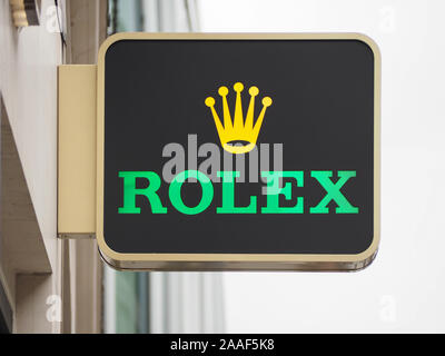 Londres, UK - circa 2019 SEPTEMBRE : Rolex sign Banque D'Images