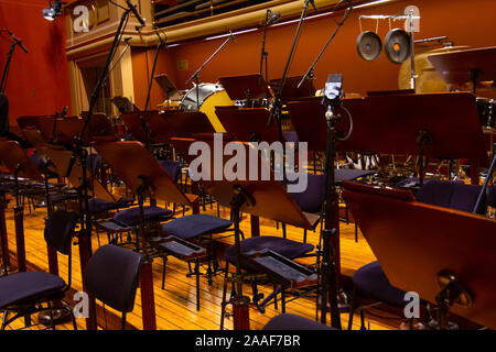 Les instruments de l'Orchestre Philharmonia de Prague, du 15.11.2019. Banque D'Images