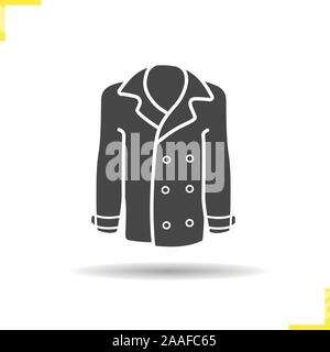 Enduire l'icône. Ombre portée jakcet symbole silhouette. Les hommes et les femmes en cuir vêtements de saison. Logo armoiries concept. Veste en cuir Vector isolated illustrat Illustration de Vecteur