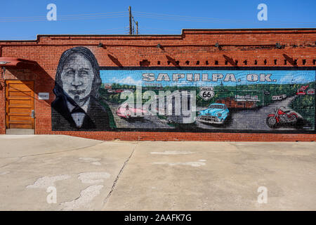 Peinture murale sur la route 66 dans la région de Sapulpa, Oklahoma Banque D'Images