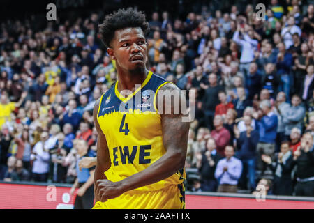 Oldenburg, Allemagne, 20 Novembre 2019 : l'EuroCup. Blakes Gerry pendant le match contre l'Aquila EWE Baskets Oldenburg Panier Trento à la Kleine EWE Arena. Banque D'Images