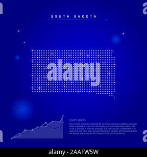 L'état du Dakota du sud-nous plan illuminé avec de points. Éléments infographiques. Arrière-plan de l'espace bleu foncé. Vector illustration. Tableau de croissance, lorem Illustration de Vecteur