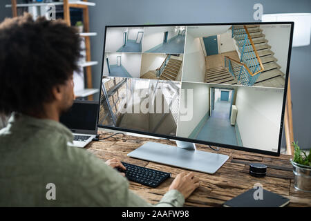 Système de sécurité à l'opérateur lors des séquences de vidéosurveillance Banque D'Images