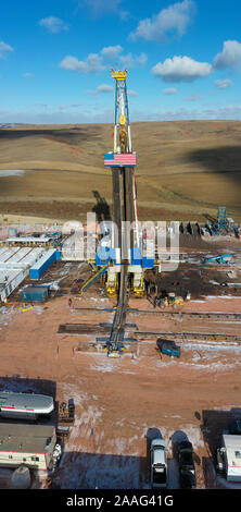 Watford City, Dakota du Nord - la production de pétrole dans la formation de schiste de Bakken. Banque D'Images